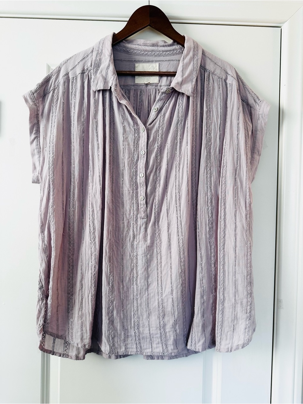 Lucky Brand Lavender Striped 100% Cotton Textured Button Up Shirt XL